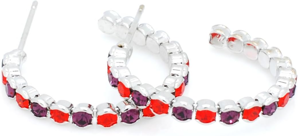 PURPLE AND ORANGE CRYSTAL HOOP EARRINGS, LIGHTWEIGHT, HOOP EARRINGS