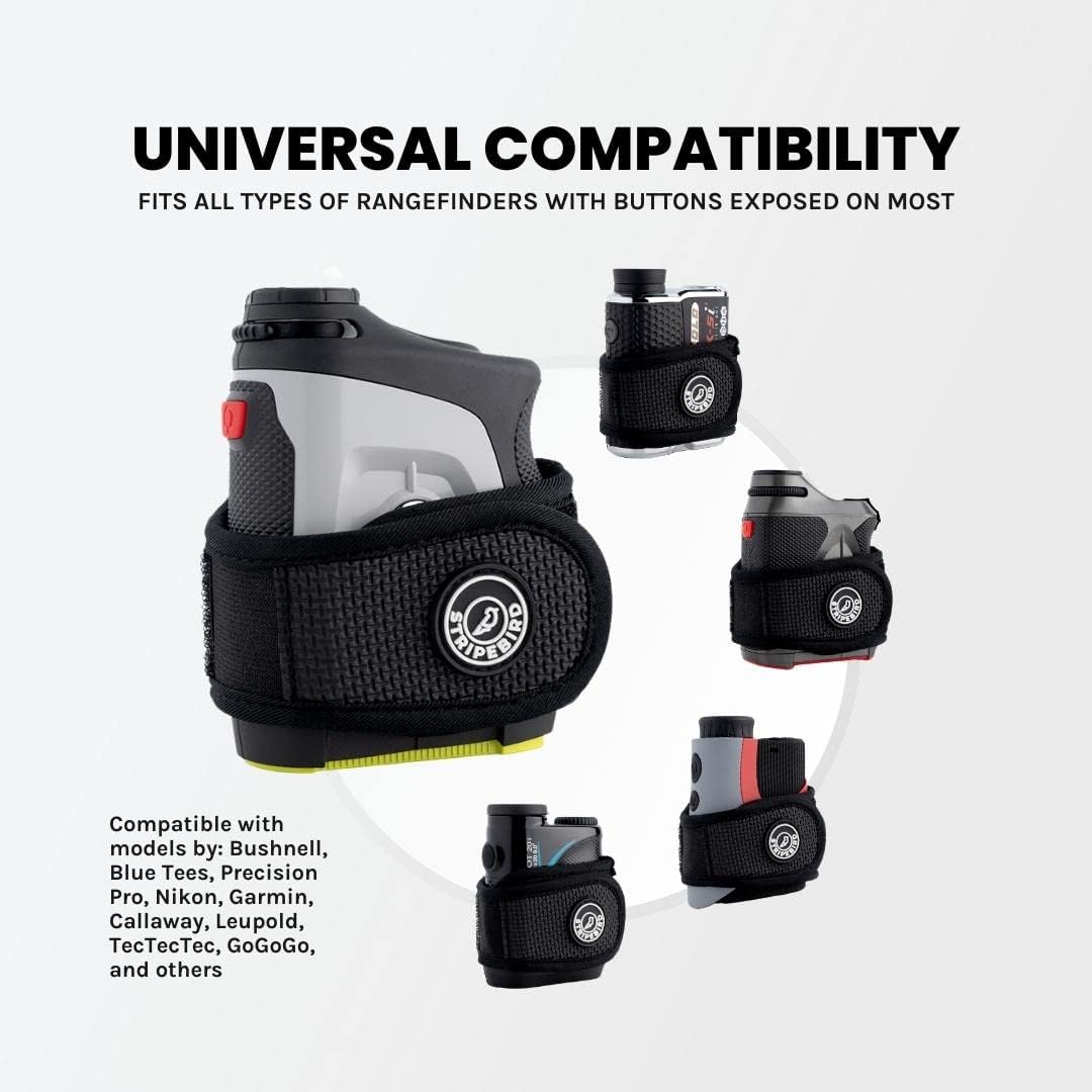 Stripebird - 2.0 Slim Golf Magnetic Rangefinder Wrap Mount (Form Fitting Strap) - for Golfers with Rangefinder - Easily Access Range Finder Device While You Golf - Buckle-Less Strap