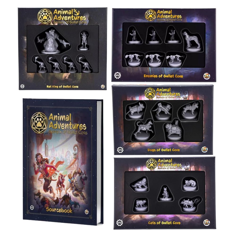 Steamforged Games, Animal Adventures Gullet Cove Bundle: Dogs, Cats, Enemies, The Rat King, and Source Book (5 Items)