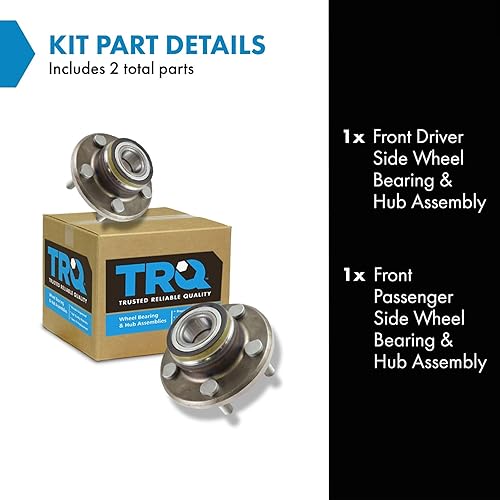 Miniatura 664 de TRQ Juego de 2 rodamientos de rueda delantera y conjunto de cubo compatible con Ford Mustang 2005-2007 2005-2014