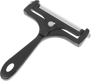 NUOBESTY Adjustable Wire Cheese Slicer Cutter, Heavy Duty Kitchen Gadget for Home Use, Black Stainless Steel Handheld Cheese Cutting Device