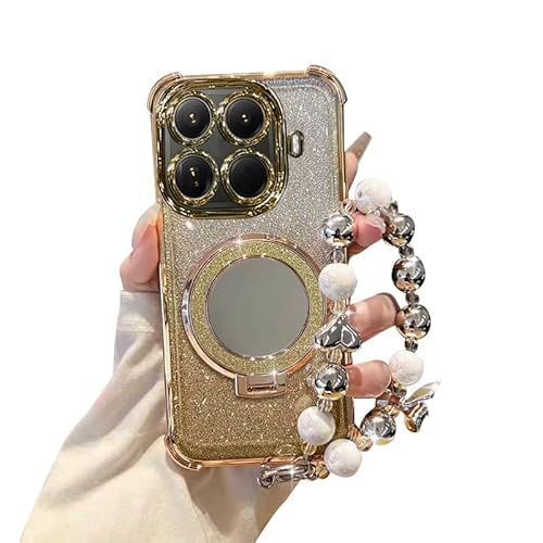 LUNBER-ARMOR�EFor Xiaomi 17T Pro �P�[�X �N���A �����Y�J�o�[�t�� Pro �ϏՌ� �J�o�[ ���� �X�g���b�v�t�� TPU �\�t�g�P�[�X �~���[�t�� �O���b�^�[ For �V���I�~17T �v��(�S�[���h)