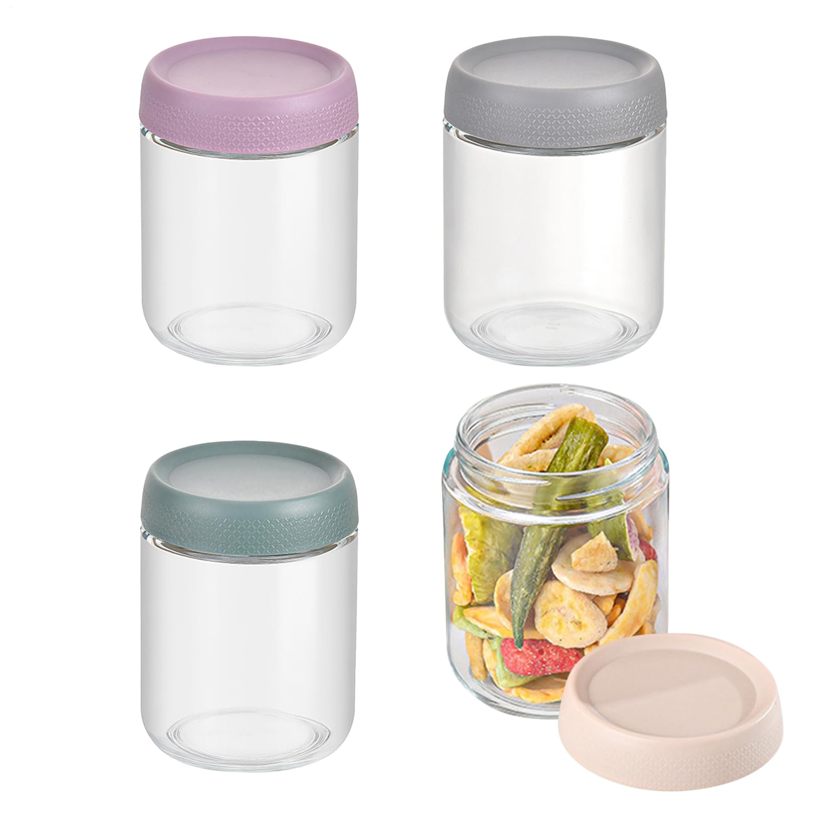 Pots À Yaourt Avec Couvercles Lot de 4 Bocaux en Verre Grands Ouverts