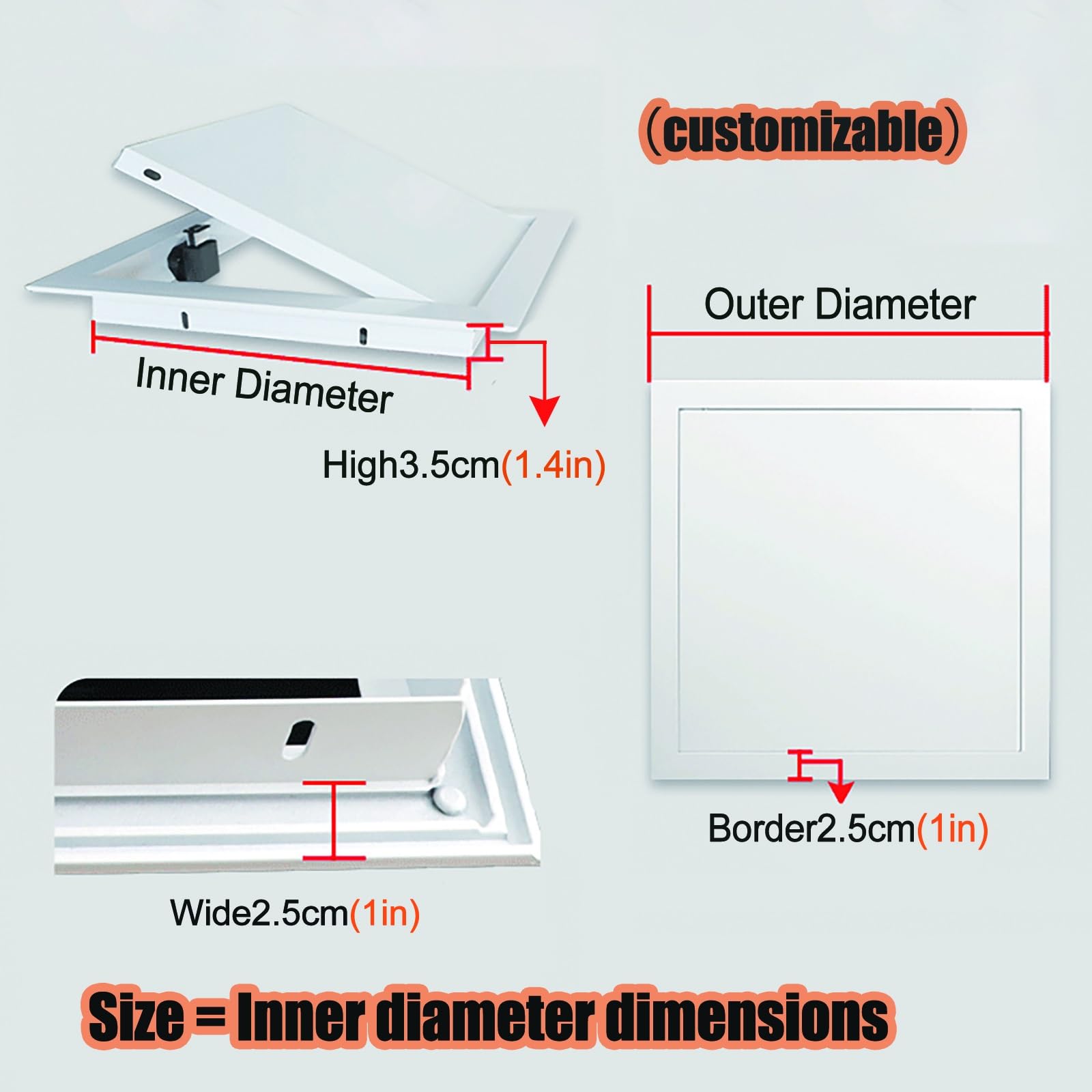 Copertura magnetica per prese d'aria 15 x 15 e 20 x 20 in alluminio per porte di accesso a D e pareti ispezionare il portello con meccanismo bianco 50,8 x 1,163 x 45,7 cm e Easy Inll