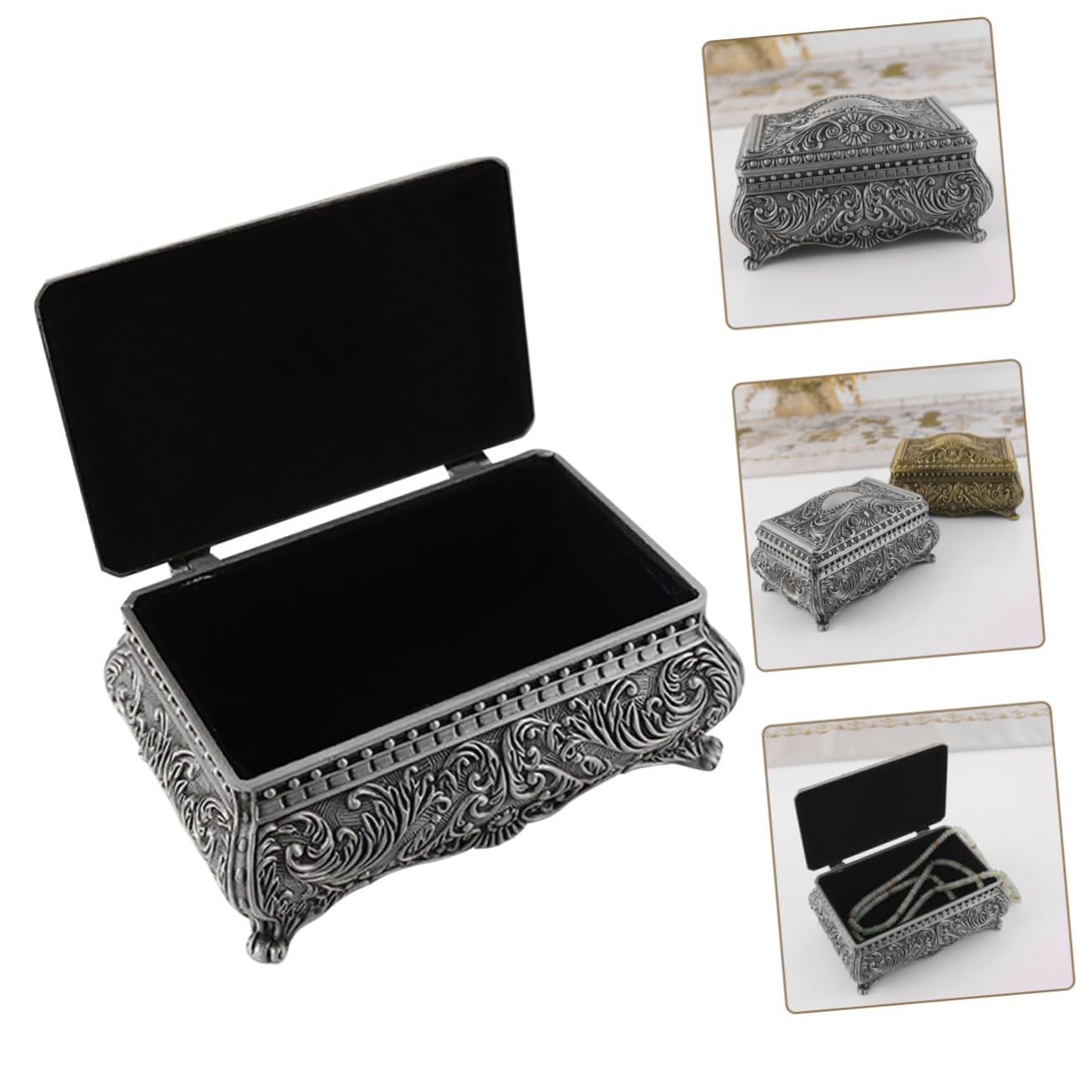 Boîte à Bijoux Rangement Élégant en Fer ou Vintage Bijoux Style Européen Ancien, Petite Boîte à Bibelots de Table pour Commode Salle de Bain