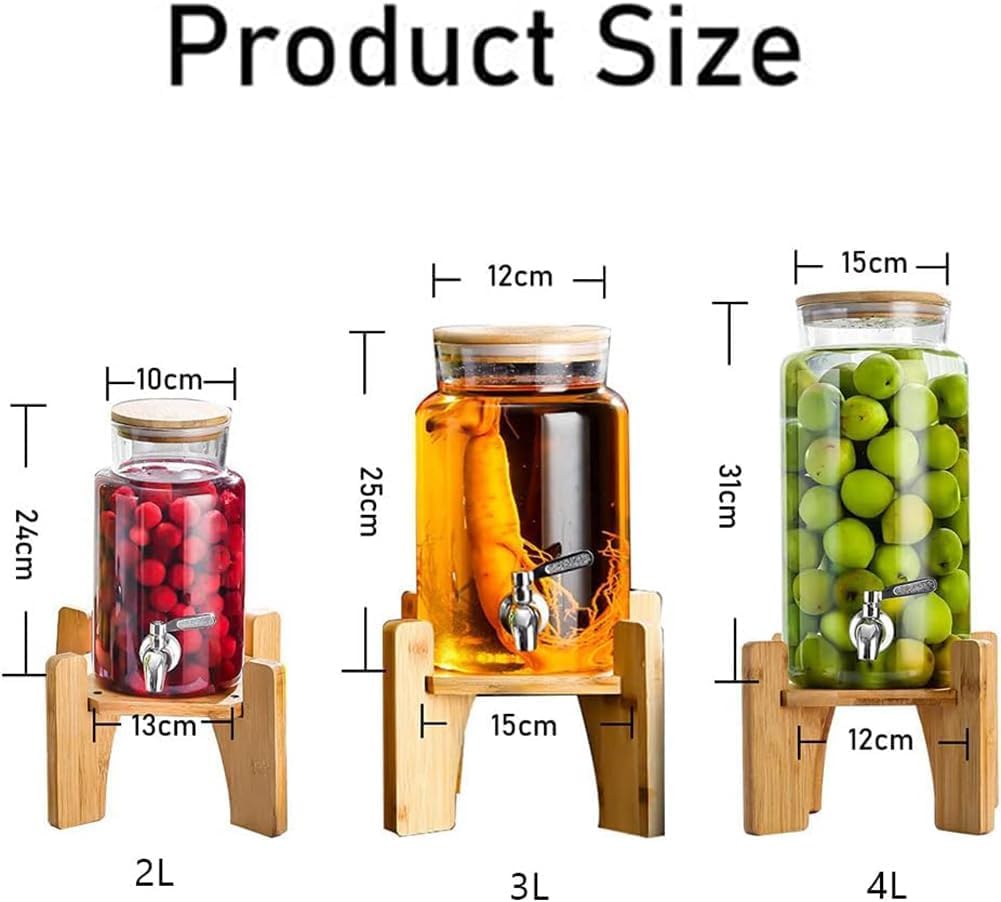Distributore di bevande in vetro con rubinetto, 2 l, in vetro borosilicato alto, a prova di perdite, resistente al freddo e al caldo, dispenser per succhi di frutta, per cucina, feste e barbecue