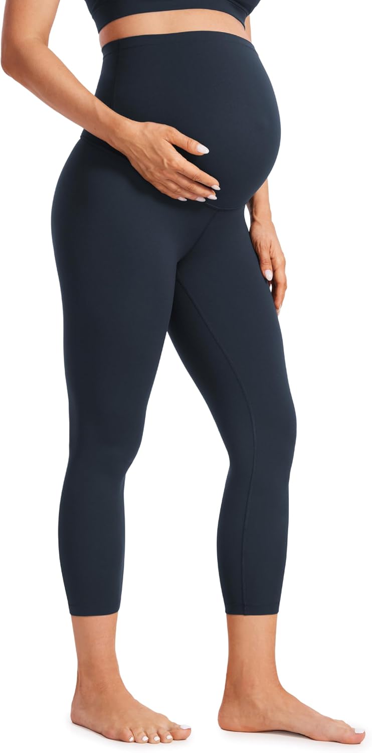 CRZ YOGA Butterluxe Maternity Capris Leggings 23" - Over The Belly Workout Active Yoga Womens Pregnancy Crop Pants Stretchy