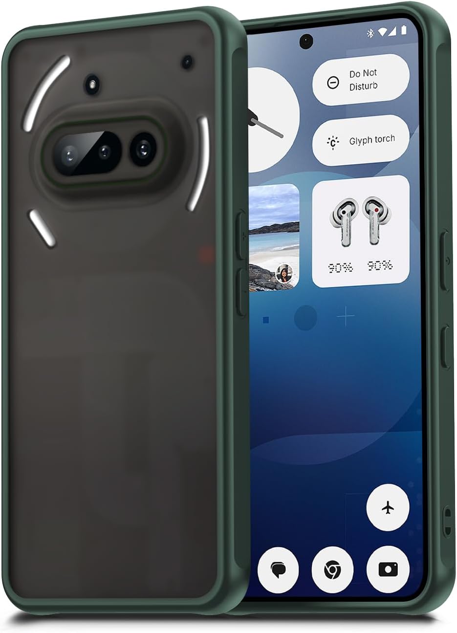 Case for Nothing Phone (3a),Translucent Matte Hard PC Back & Soft TPU Bumper Protective Phone Cover with Dropproof,Anti-Fingerprint,Slim Frosted Case,Green