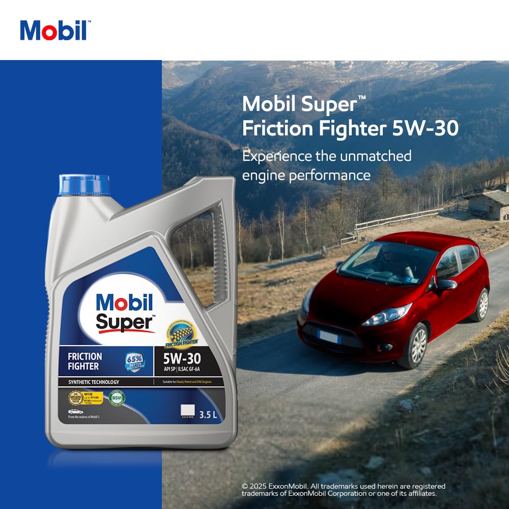 Mobil Super Friction Fighter 5W-30 Multigrade Petrol/Diesel Engine Oil (3.5L) - Image 6 thumbnail