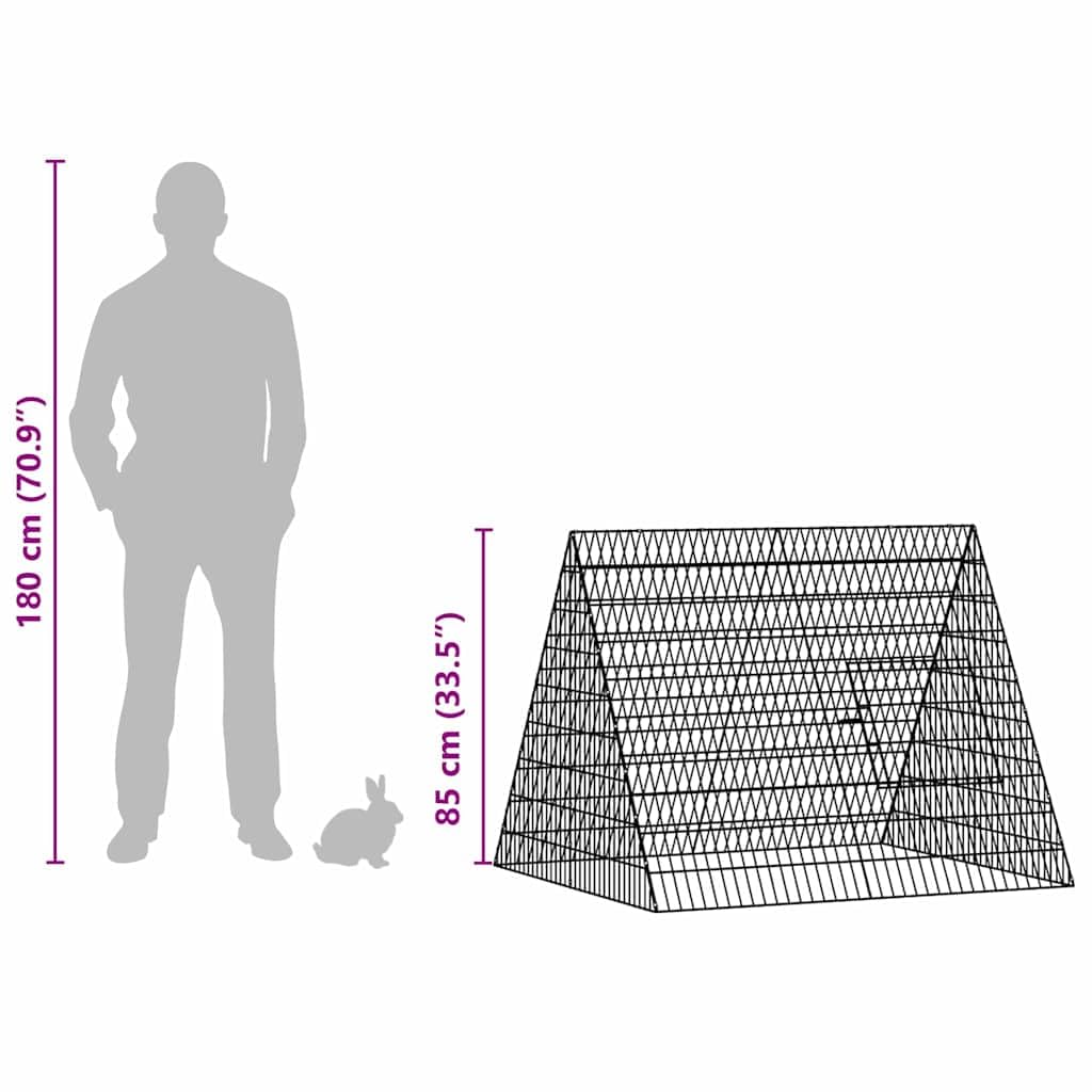 Jaula para conejos de acero galvanizado plateada, 110 x 100 x 85 cm, resistente a la intemperie, para exteriores, con rejilla estable como casa para roedores y conejera para jardín y balcón