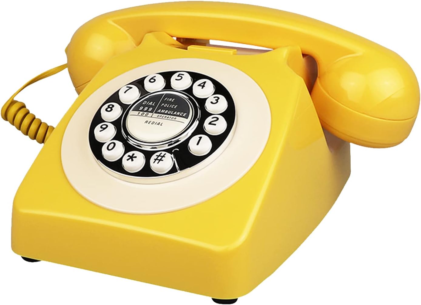 Benotek Retro Landline Phone, Yellow Old Fashion Vintage