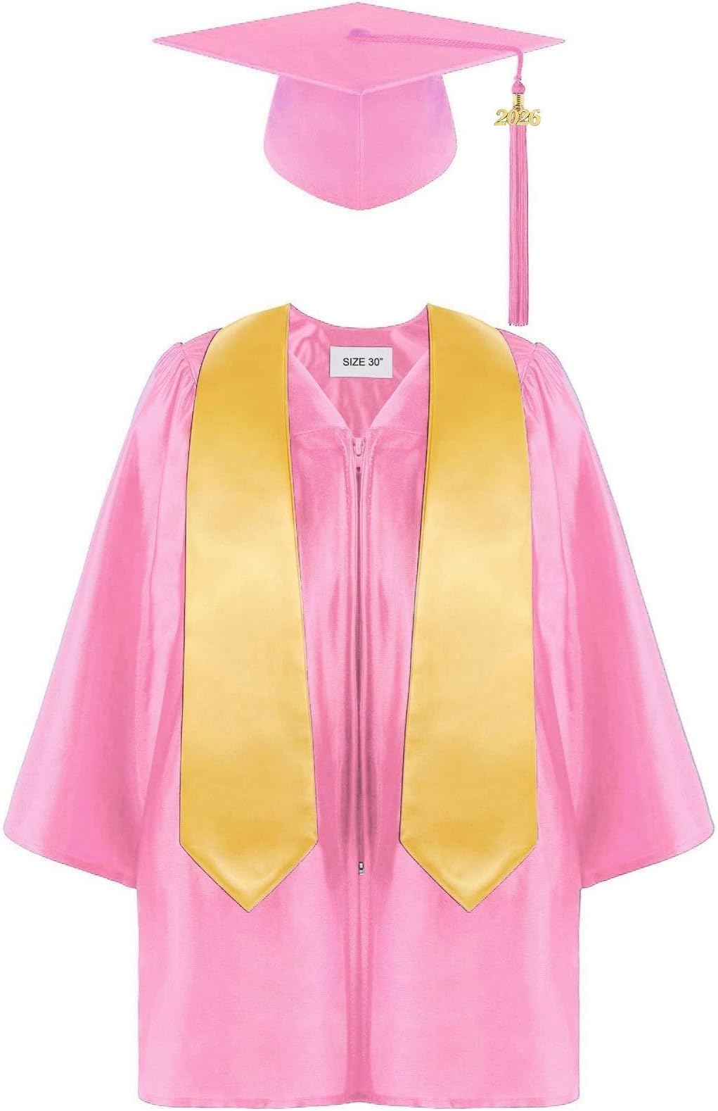 2026 Graduation Gown And With Tassel Graduation Cap and Gown Set for Kids Shiny 4 Set Hat Tassel Suit Boys Girls Preschool Kindergarten Unisex Cap with 2026 Year Charm Black