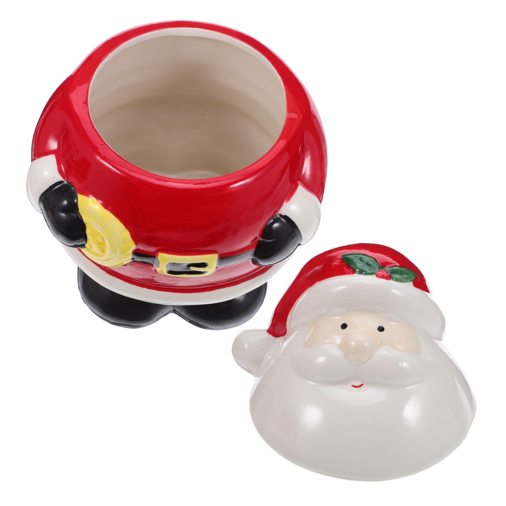 GLEAVI Boîte à Biscuits de Noël Céramique Motif Père Noël pour Bonbons et Chocolats pour Décoration de Fêtes Rangement
