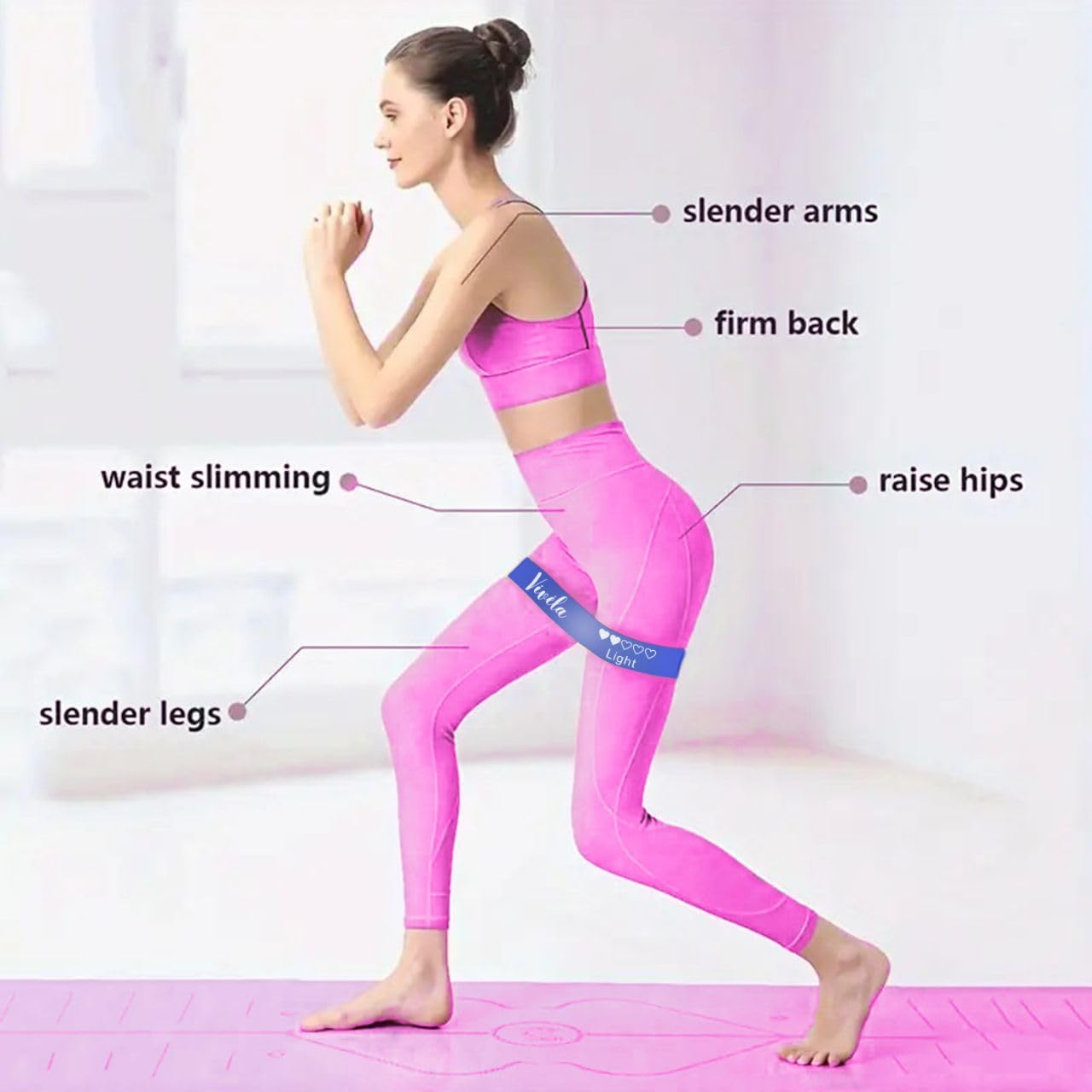 Vivéla Resistance Fitness Bands, 5-Piece Set of Skin-Friendly Exercise Loops for Yoga, Home Workouts, Stretching, Gym Training, Weight Loss, Toning and Pilates