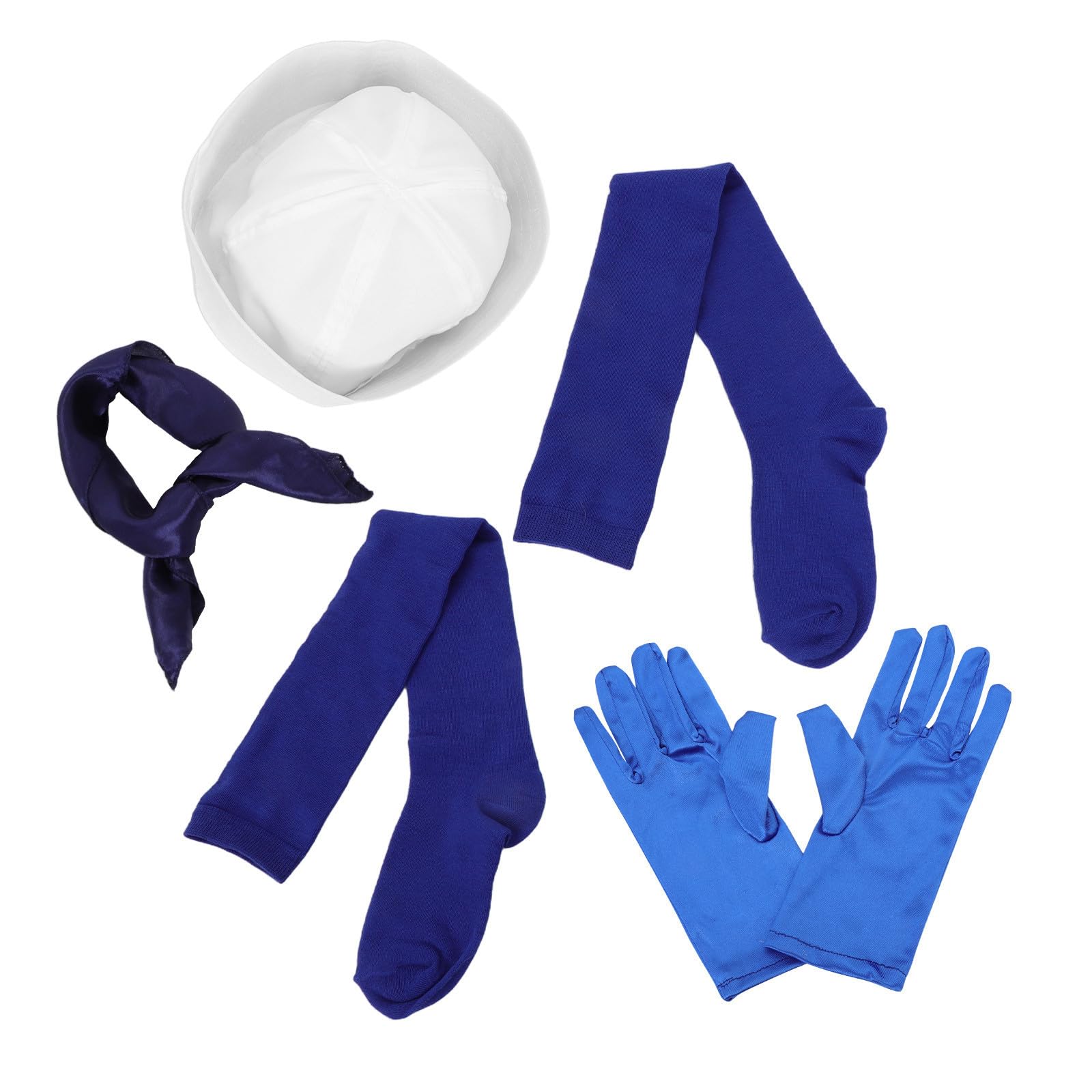 Tofficu 5 Juegos Conjunto de Disfraz de Marinero para Mujer Sombrero Ajustable y Bufanda Náutica de Tela de Color Claro, Cómodo para Fiestas Temáticas y Eventos Festivos