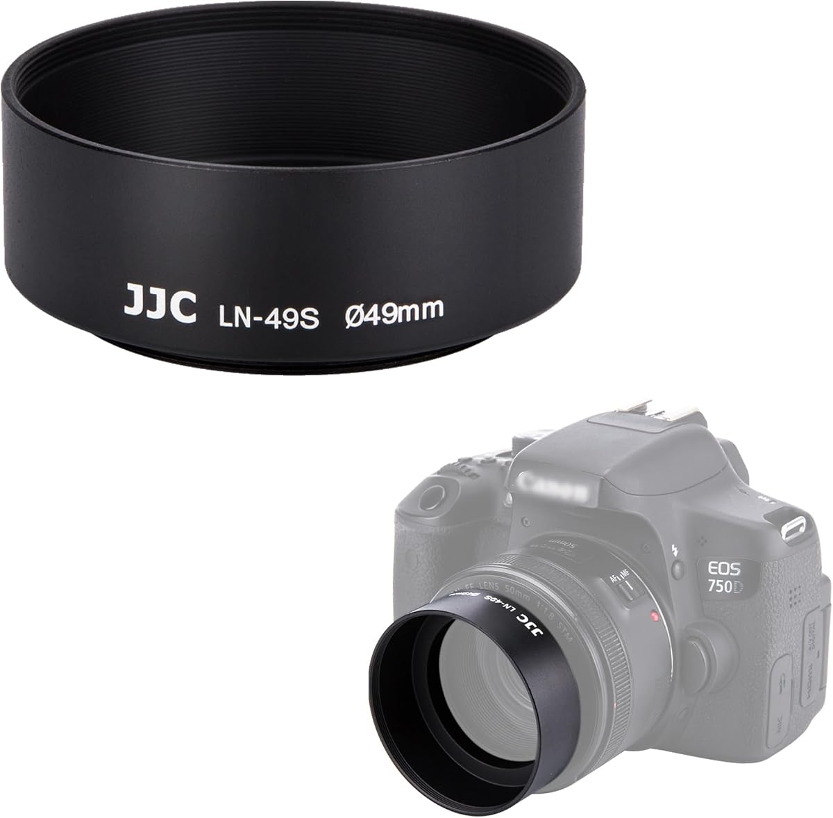 JJC 49mm Screw-in Mount Aluminum Metal Lens Hood for DSLR Mirrorless Lens | for Canon EF 50mm f/1.8 STM, Sony E 50mm f/1.8 OSS, Sony E 35mm f/1.8 OSS Lens, Lens Protection Accessories
