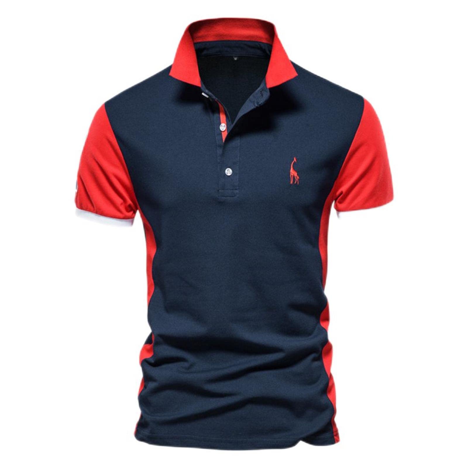 Camisa bordada de jirafa para hombre, manga corta, estilo británico, ropa para hombre