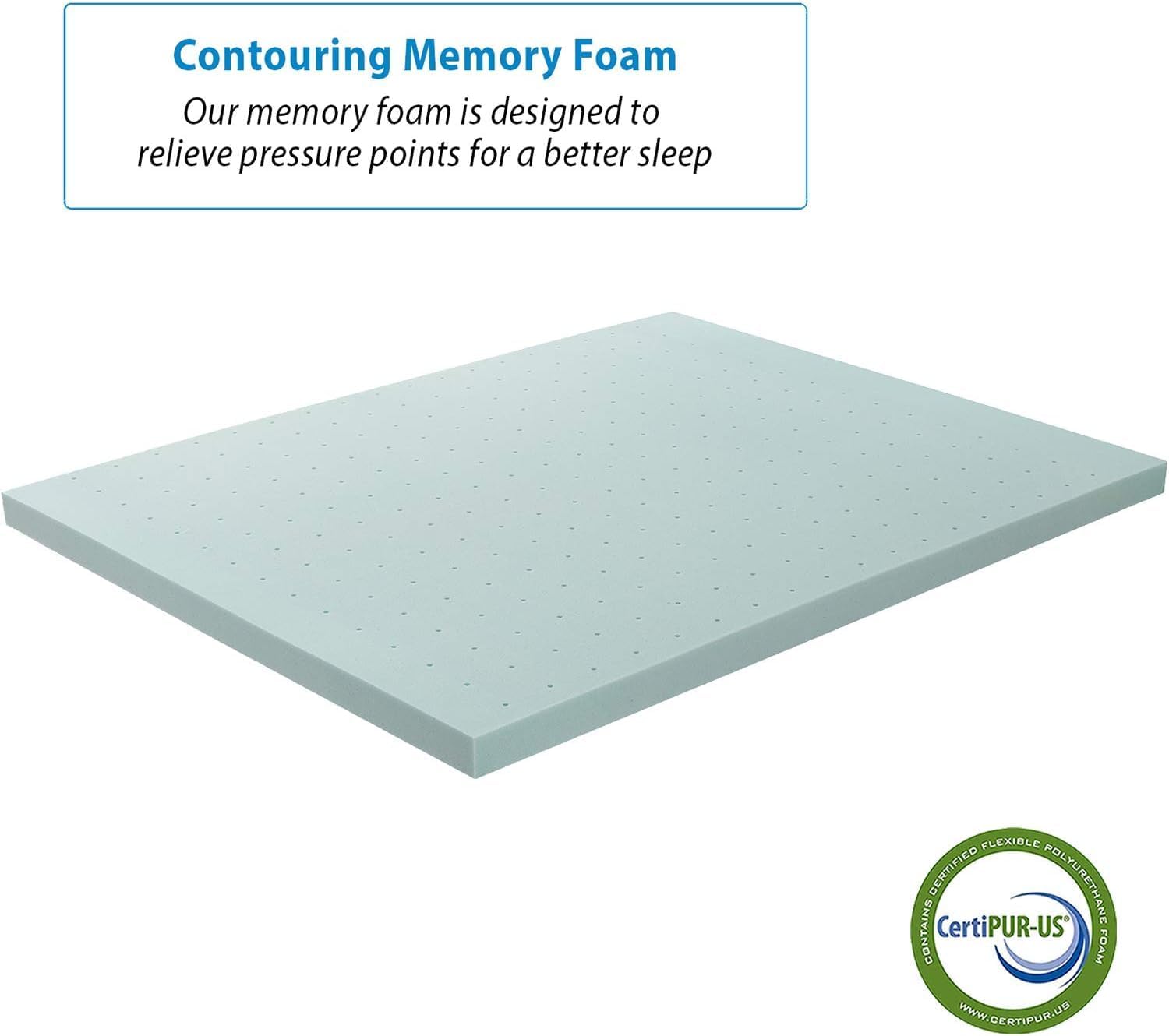 Hearth & Harbor H&H Mattress Topper, Gel Infused Memory Foam Mattress Topper, Ventilated Design Mattress Pad, 2 Inch, Queen Size