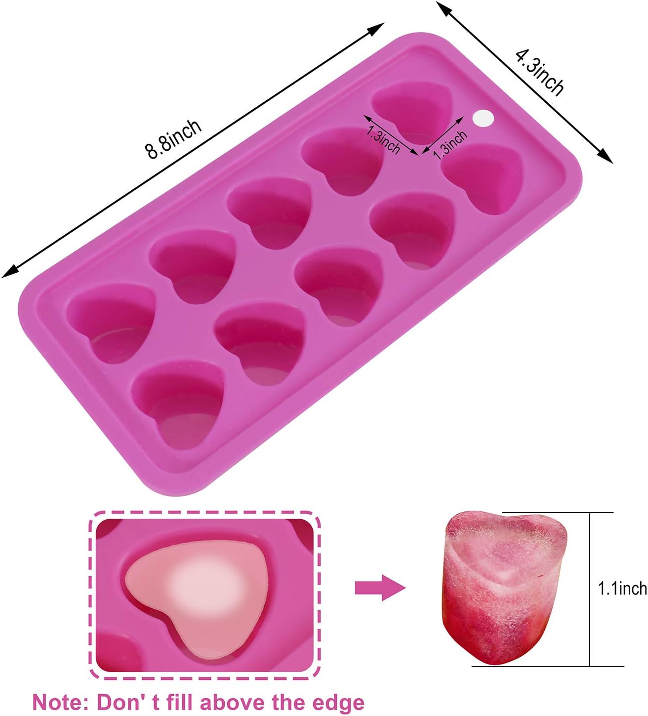 Heart-shaped Ice Cube Trays,Fun Silicone Ice Cube Trays for Make Heart-shaped Ice Cube,Easy Release Ice Cube Mold for Cocktails,Whiskey,Water Bottles,Baby Food,BPA Free and Dishwasher Safe,2pcs