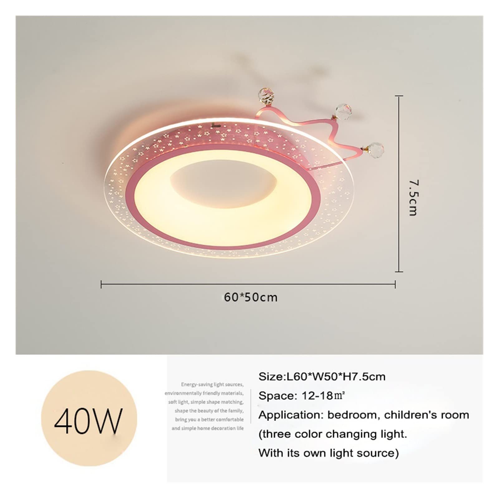 Lampa sufitowa do pokoju dziecięcego lampa sufitowa chłopiec dziewczyna lampa do sypialni ciepła żyrandol lampa LED prosta nowoczesna lampa do pokoju plafon (rozmiar : Roze)