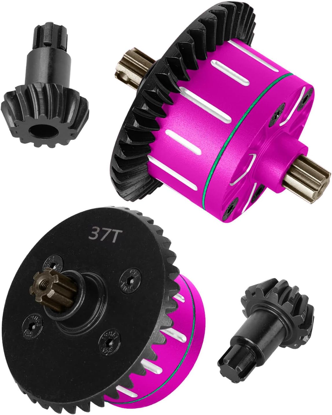 RC 37T 13T Full Metal Differ Set Upgrade Parts for 1/10 Senton Kraton Outcast Vorteks Bigrock Granite 3s,1/8 Infraction Typhon Vendetta 3S RC Car.Diff Gear Hops Up,Pink(2PCS)