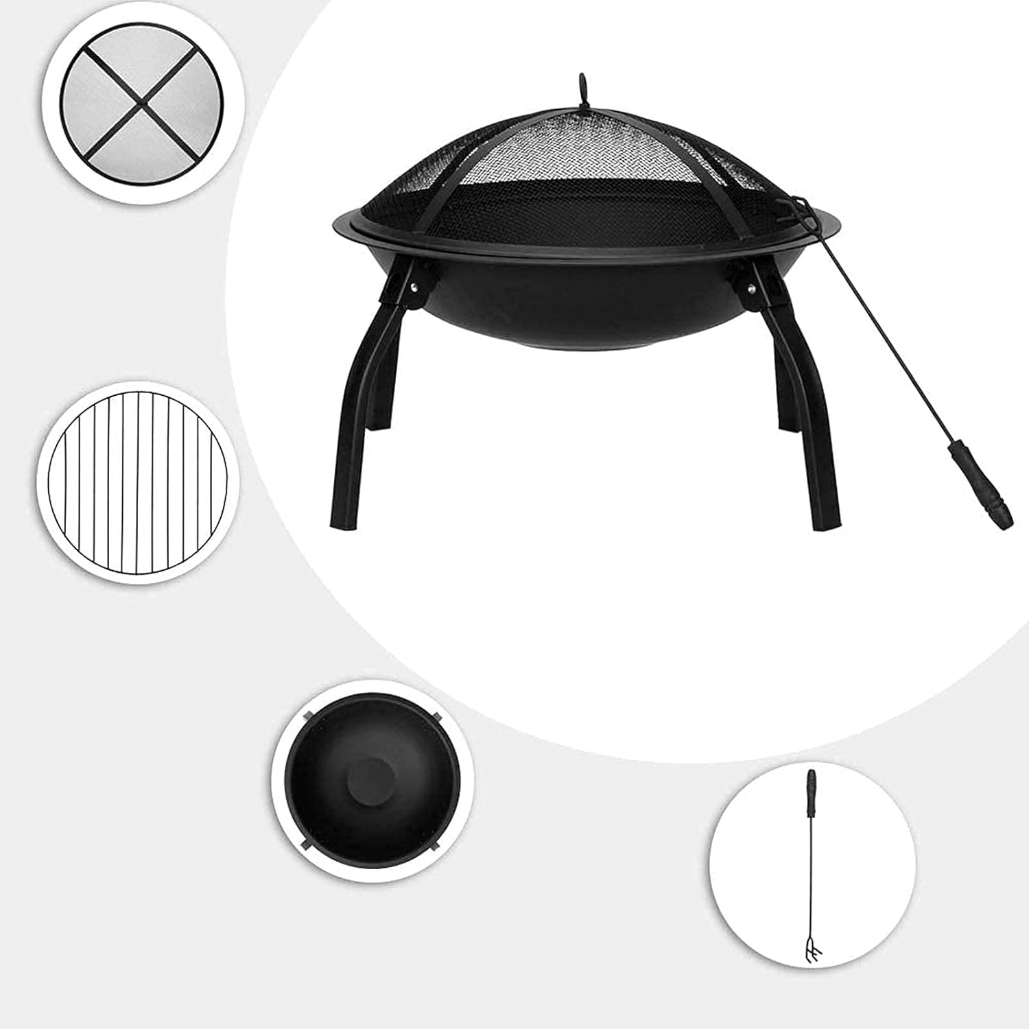 Garden Fire Pit Outdoor Party Fire Pit Barbecue Grill,Outdoor Party BBQ Fire Pit with BBQ Grill Shelf, Outdoor Metal Brazier Party Fire Pit Patio Heater Portable Courtyard Grill Barbecue Rack