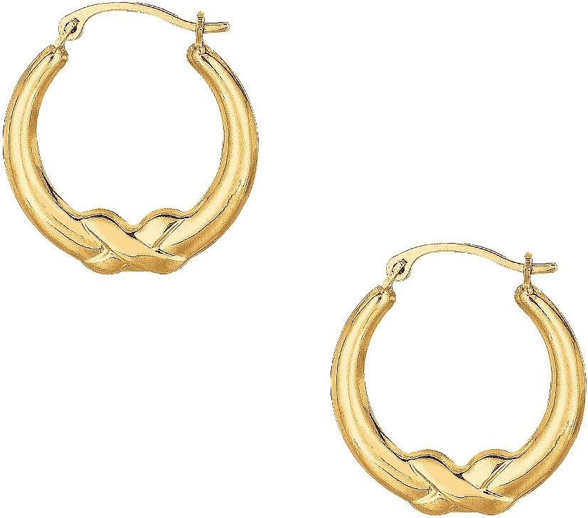 Ritastephens 10k Yellow Gold Hoop Tubular Earrings 19mm Small
