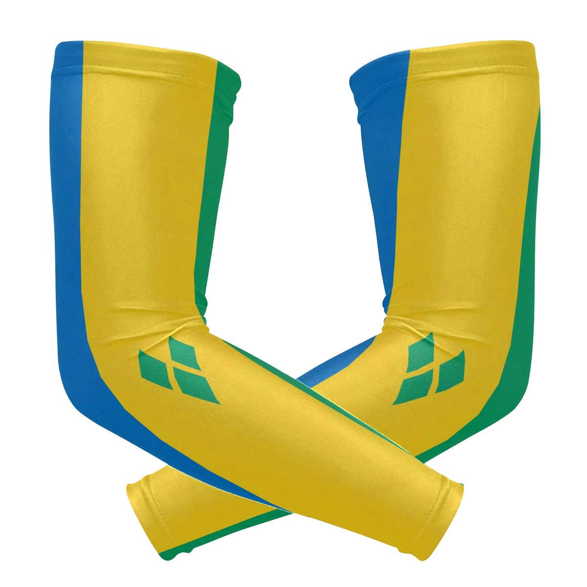 poeticcity Saint Vincent and The Grenadines Flag 1 Pair Arm Sports Sleeves Cooling Warmer UV Protection