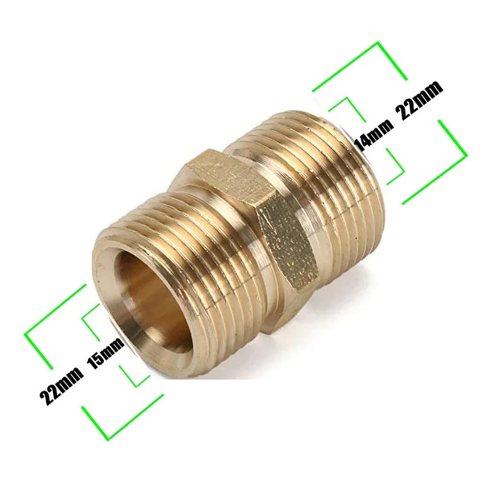 Lot de 3 connecteurs de tuyau d'arrosage M22–14 mm mâles pour nettoyeur haute pression (14 mm aux deux extrémités)