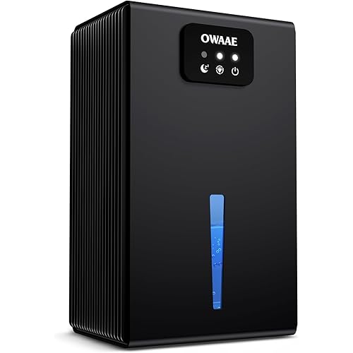 Dehumidifier, 1000 sq.ft Quiet Dehumidifiers for Home Bedroom Basement Bathroom with 95oz Water Tank, Sleep Mode, Auto Shut-Off 7 Colors LED Light, Black