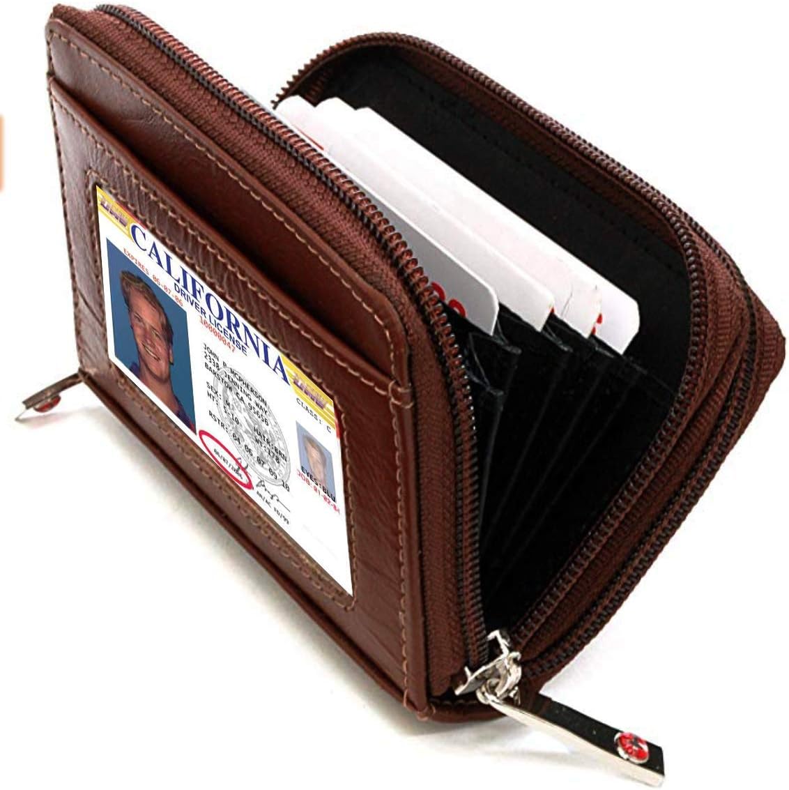 New Women's Wallet Solid Genuine Leather Accordion Style Credit Card Holder