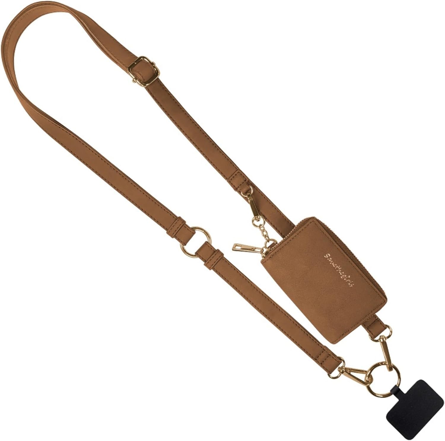 Save the Girls Clip and Go Brushed Vegan Phone Lanyard - Crossbody Phone Case with Pouch, Adjustable and Removable Strap