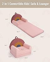 Vista 3 de Blissful Diary Sofá Plegable para Niños Pequeños, Silla y Tumbona Cómoda 2 en 1 para Leer, Sala de Juegos, Sofá para Niños para Niñas y Niños Regalo