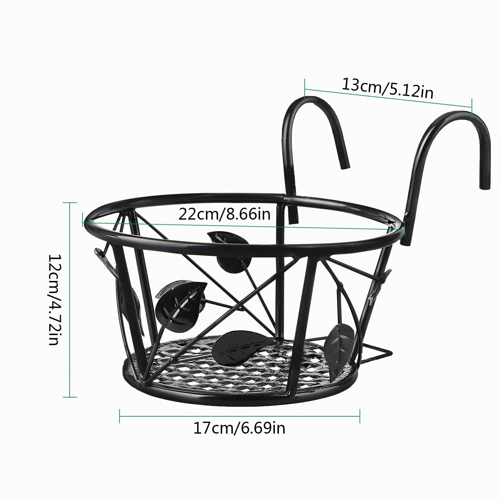 3 Pcs Supporto per Vasi da Fiori, Portafiori da Appendere Cestini in Ferro Artistici Portavasi da Balcone, Veranda Recinzione Patio Interni Esterni