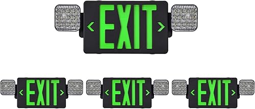 Vista 35 de TANLUX Señal de salida roja con luces de emergencia, luz LED de salida de emergencia con batería de respaldo, certificación UL, CA 120/277V, combo