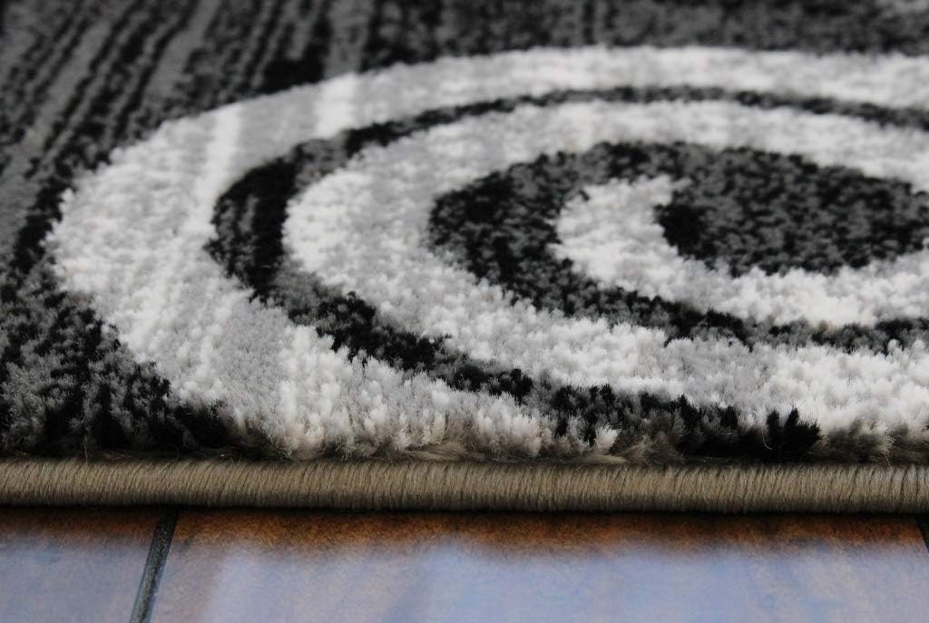 Masada Rugs, Stephanie Collection Area Rug Modern Contemporary Design 1103 Grey White Black (2 Feet X 7 Feet 3 Inch) Runner