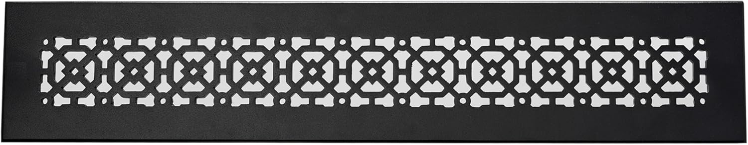 Achtek 3"x24" Duct (5"x26" Overall Size) Solid Cast Aluminum HVAC Air Return Grill Vent Cover | Powder Coated | for Floor-Black Without Screw Holes