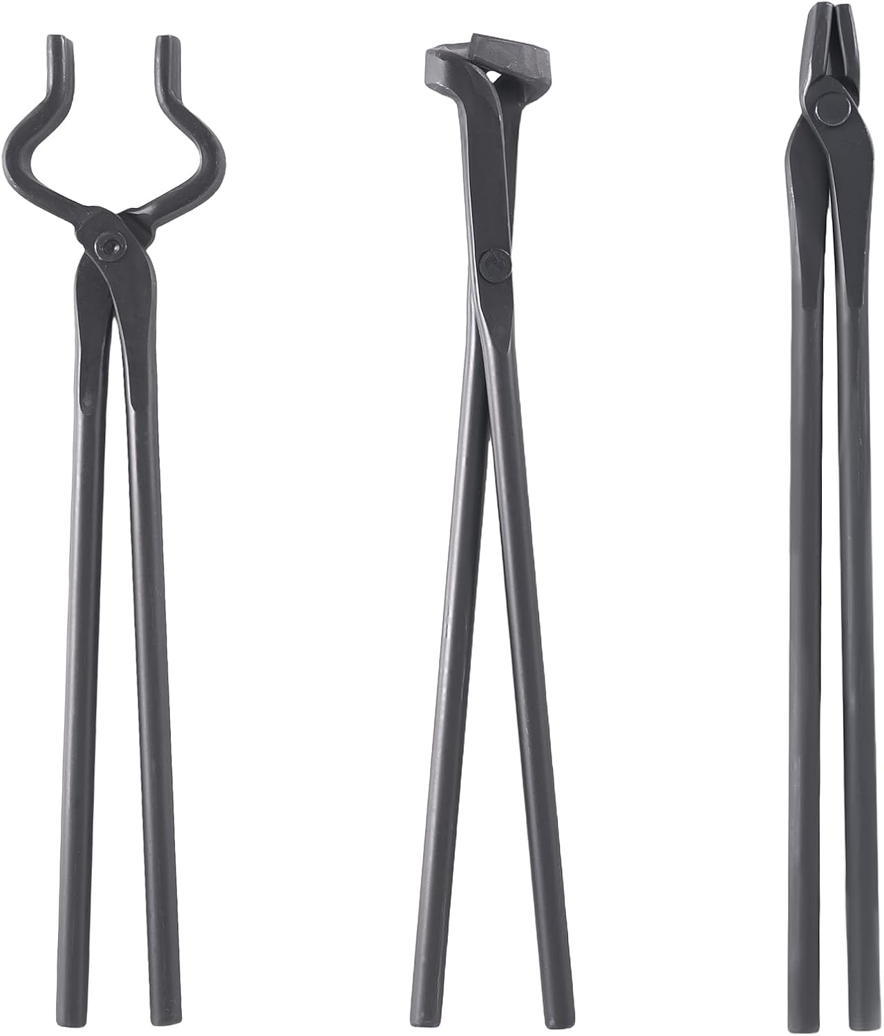 maXpeedingrods Blacksmith Tongs Set 3PC - V-Bit Blade, Blade and Flat Tongs