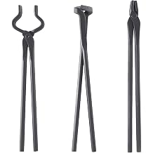 maXpeedingrods Blacksmith Tongs Set 3PC - V-Bit Blade, Blade and Flat Tongs