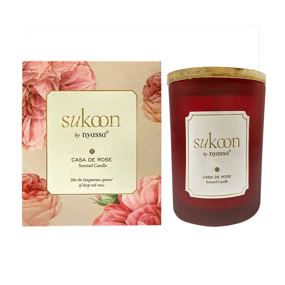 Nyassa Casa de Rose Scented Candle|Deep Red Roses | Floral Fragrance |Gift set for all Occasions|Natural Fragrance|Ideal Gifting for All Occasion|Candle Jar 200gm