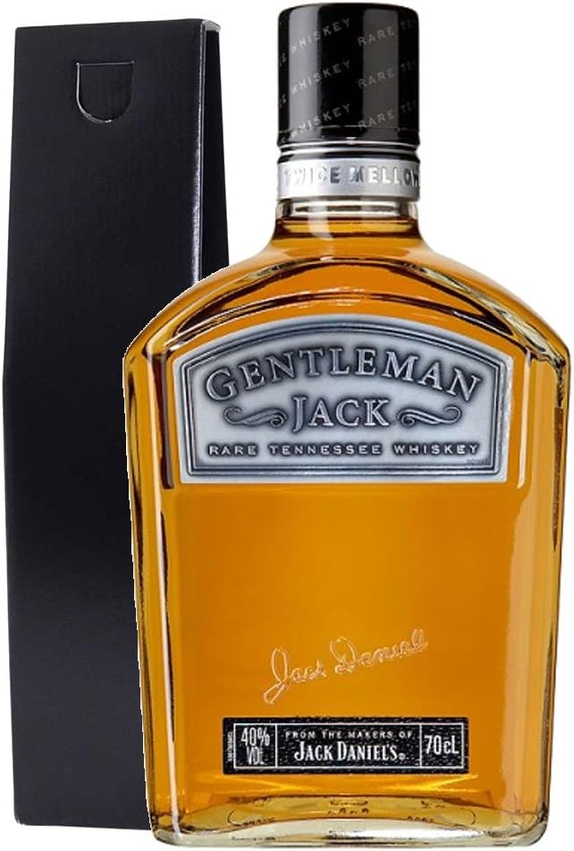 Gentleman Jack Tennessee Whiskey in Gloss Black Gift Box With Handcrafted Gifts2Drink Tag