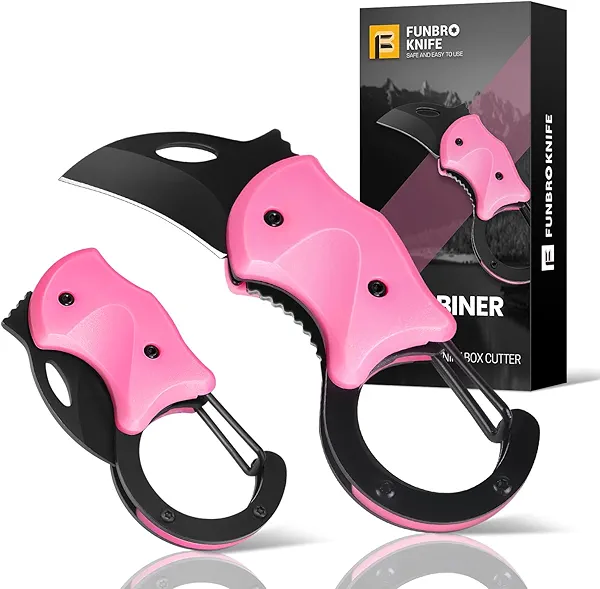 FUNBRO Pink Keychain Knife Gifts for Mom Mothers day, Cute Box Cutter Small Pocket Knife Gadgets, EDC Knives Tool with 1.34 inch Sharp Blade for Everyday Carry, Womens Stocking Stuffers Gifts for Her