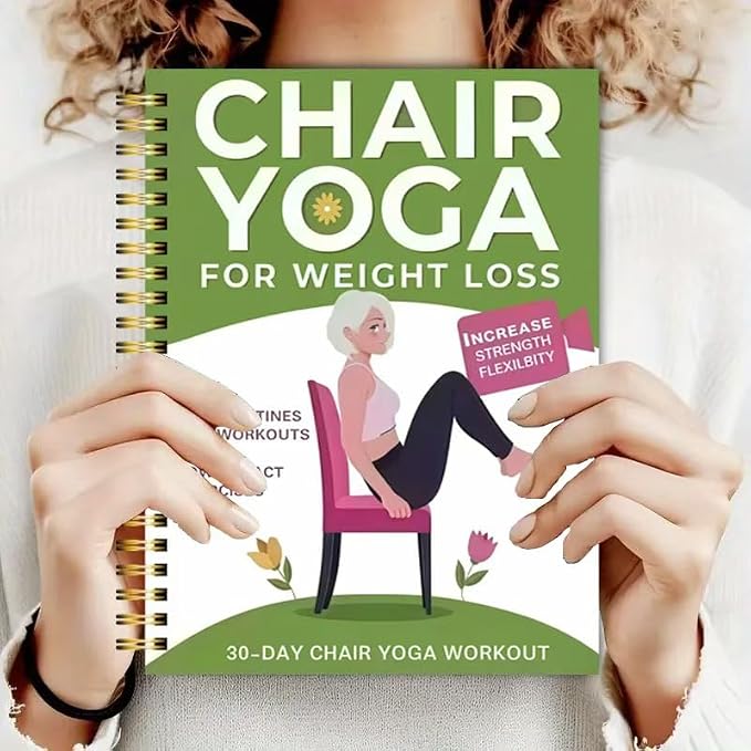 Chair Yoga for Seniors Over 60 Book & Chart, Chair Yoga for Weight Loss & Toning, 30-Day Challenge, Exercise Book for Seniors over 60 (Green) image 6