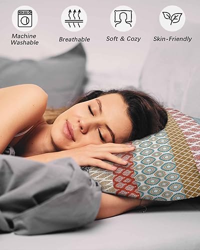 Miniatura 4 de Fundas de almohada bohemias tamaño Queen, 2 paquetes de fundas de almohada suaves para cama, fundas decorativas de lujo para sofá de cuerpo largo,