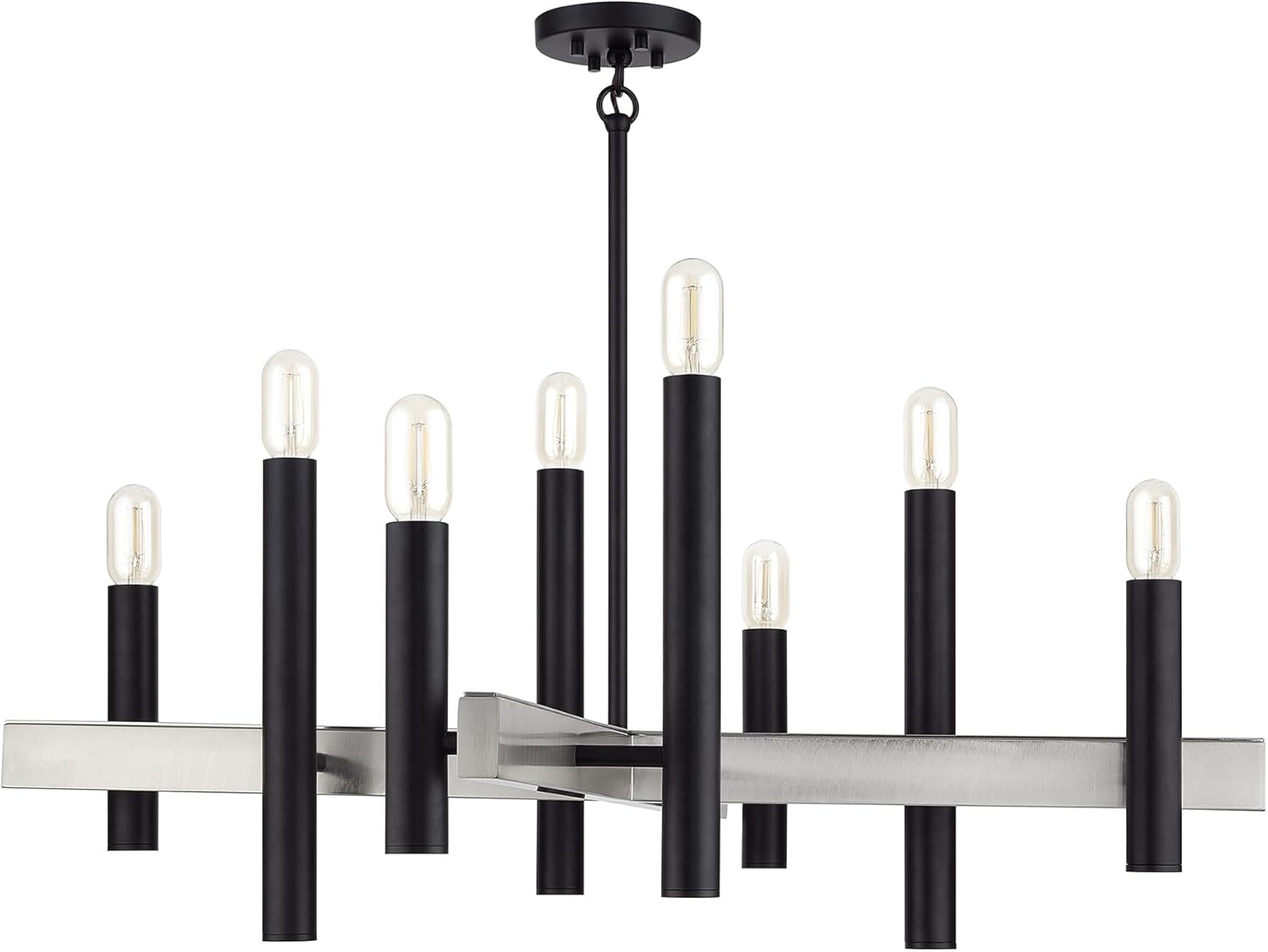 Livex Lighting, 49996-04, Helsinki Collection, 8 Light Black Large Chandelier with Brushed Nickel Accents