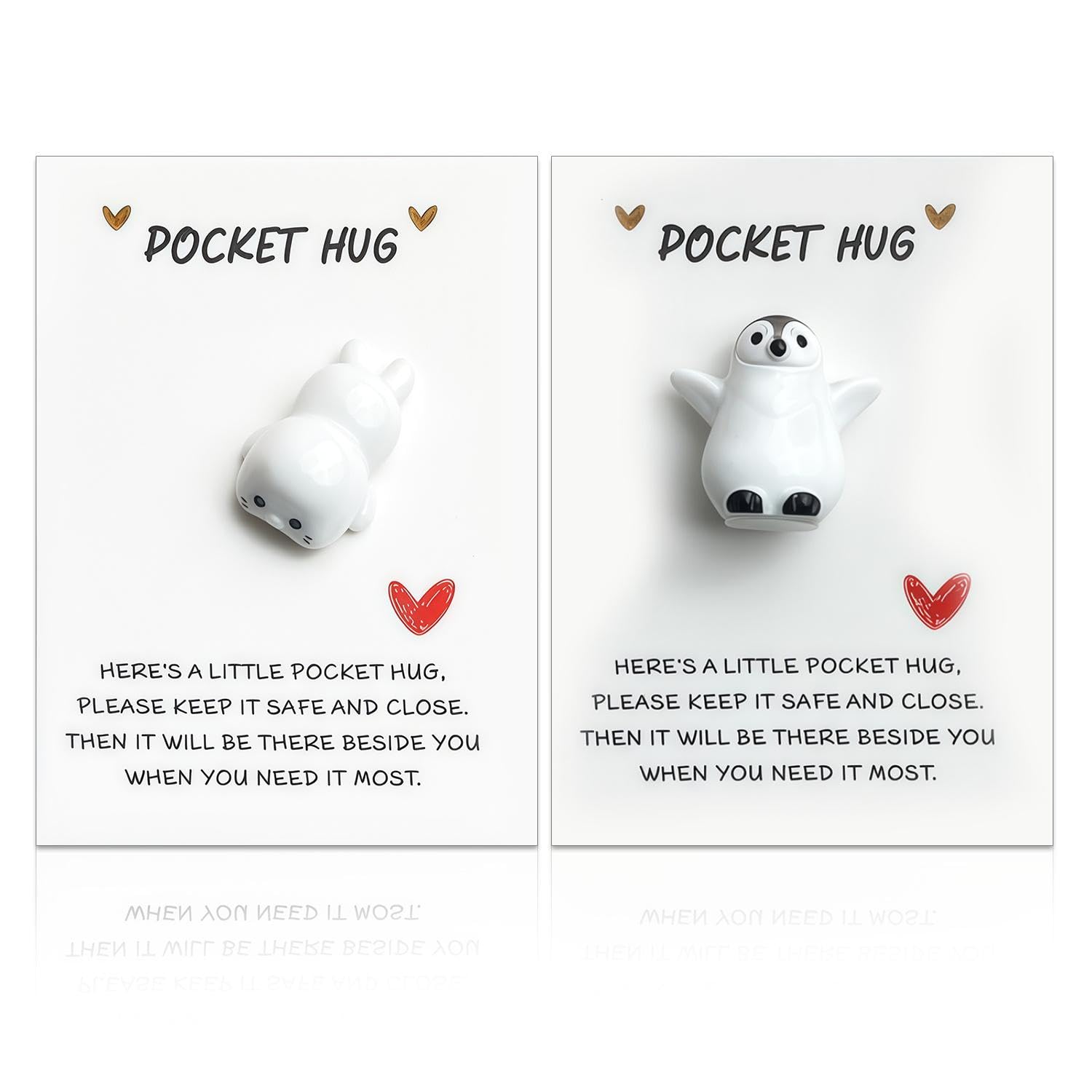 Ejufns White 2 Pieces Of Penguin And Seal Ornaments, Mini Healing Shape, Heart-Warming Companionship Meaning, Desk And Desk Decoration, Commemorative Gift For Student Partners.