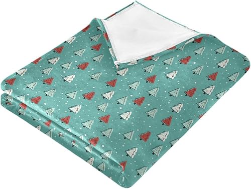 Miniatura 2 de Christmas Trees Blue Bed Blanket, Warm Cozy Throws for Camping, Office, Chair, Winter Blanket, 60x90 Inches
