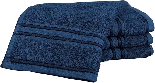 Bentley Priory Linens Supreme Face Flannels for Bathroom 500GSM Super Soft Combed Cotton Pack of 4 Absorbent and Quick Dry Face Cloth Flannel Towels Set 30 x 30cm (NAVY BLUE)