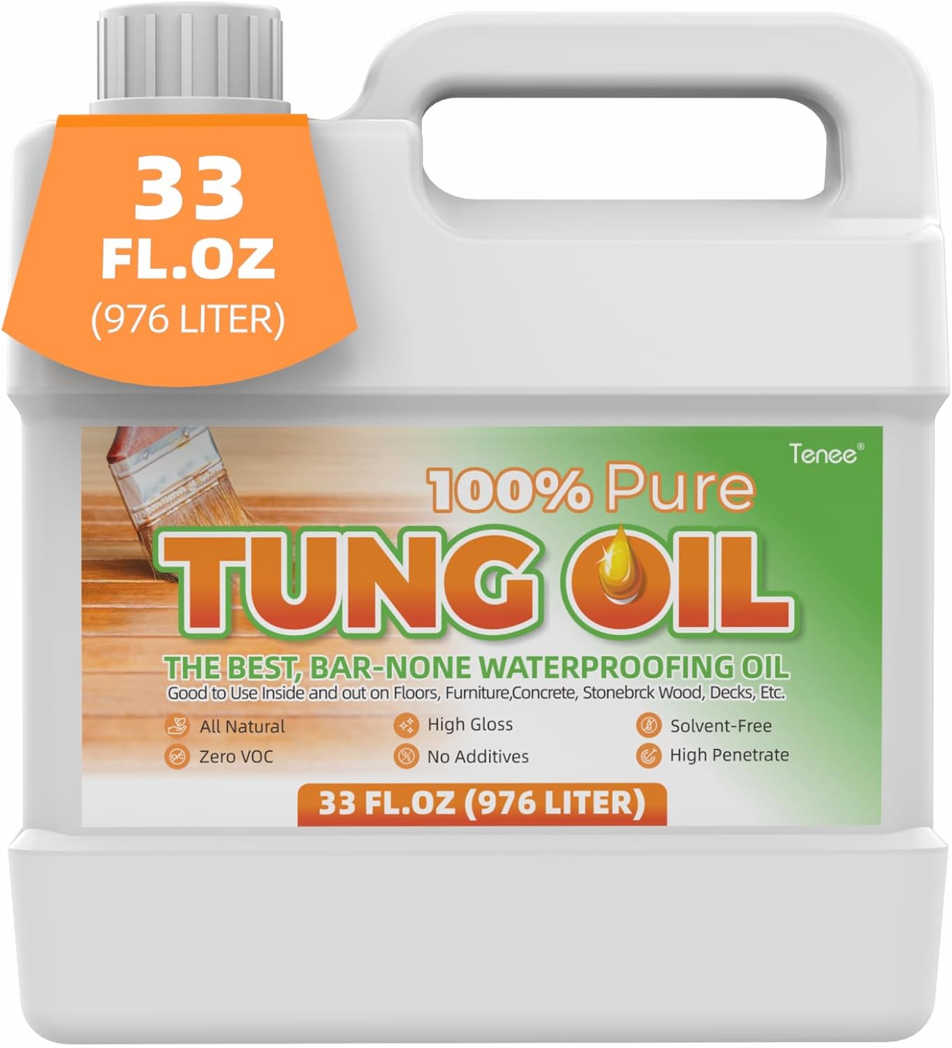 Tenee 33 Fl Oz 100 Pure Tung Oil Waterproof Tung Oil