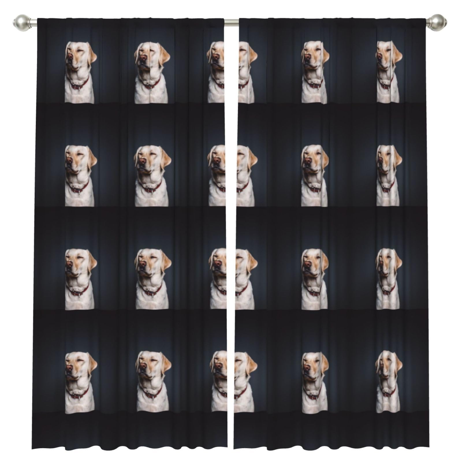 InOmak Cute Labrador Dog, 2 Panels Window Curtains 52 x 84 Inch Blackout Curtains for Living Room Bedroom